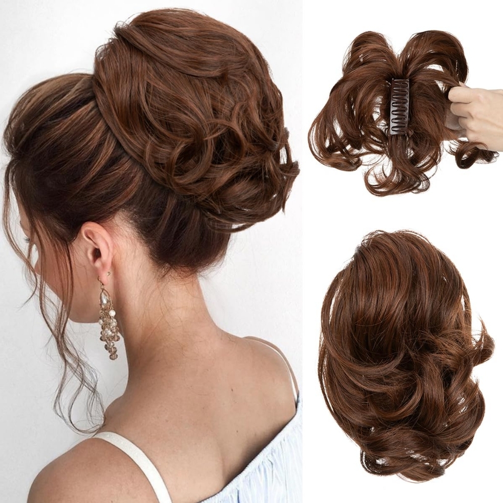 Ponytail Extension, 10" Short Claw Clip in Ponytail Hair Extensions Messy Bun‎ .